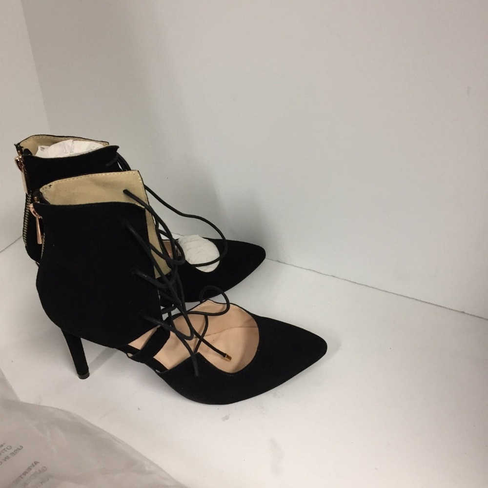 Lace Odyssey Heels Genuine Suede 3 1/2″ heel BLACK - Picture 8 of 8